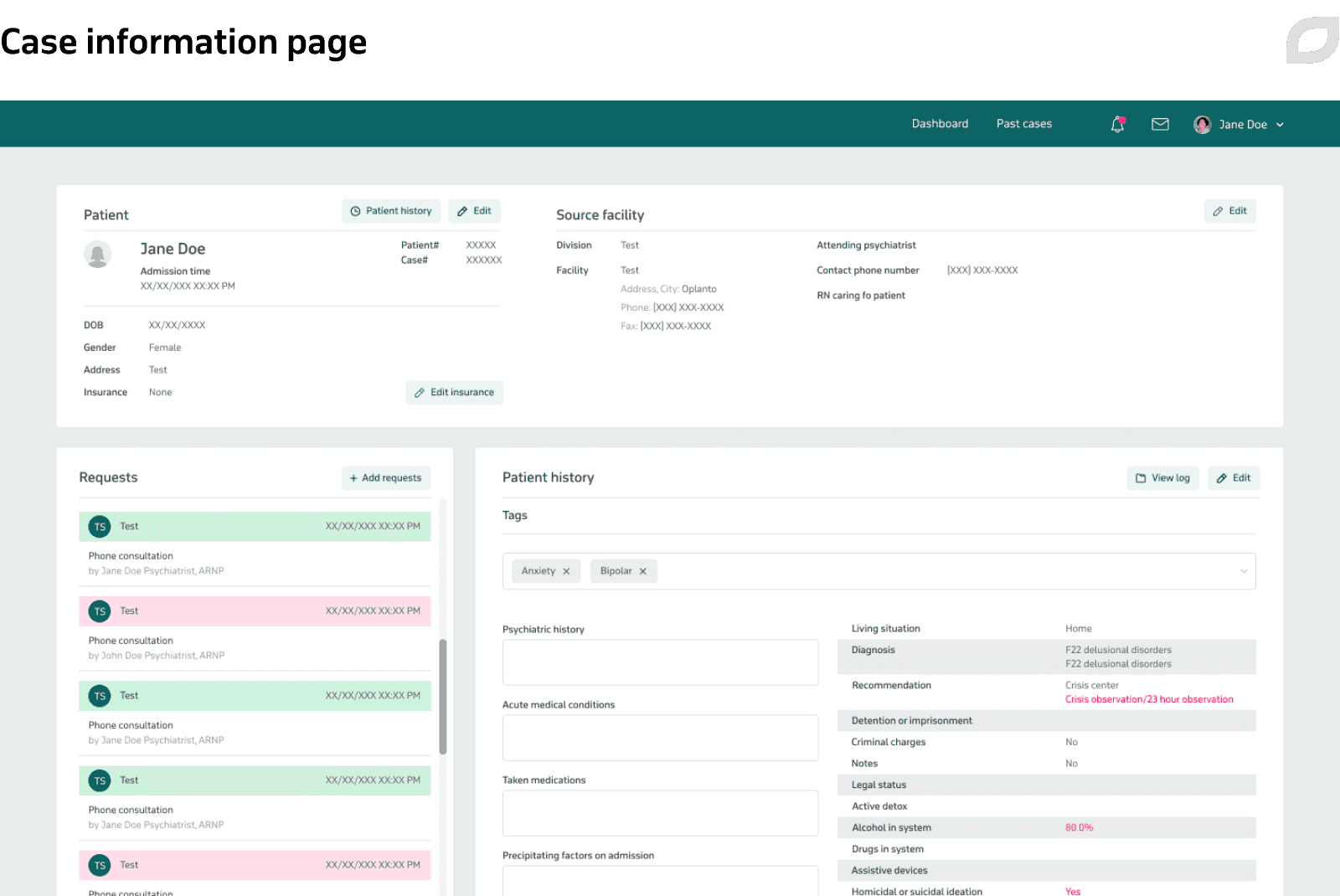 Case information page